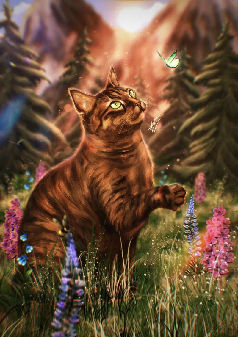 Cat among wildflowers