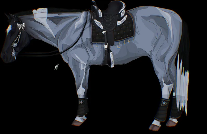 Grey horse in western tack